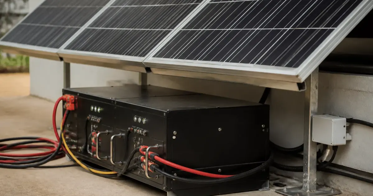 Batterie lithium massive connectee a panneau solaire 6000w