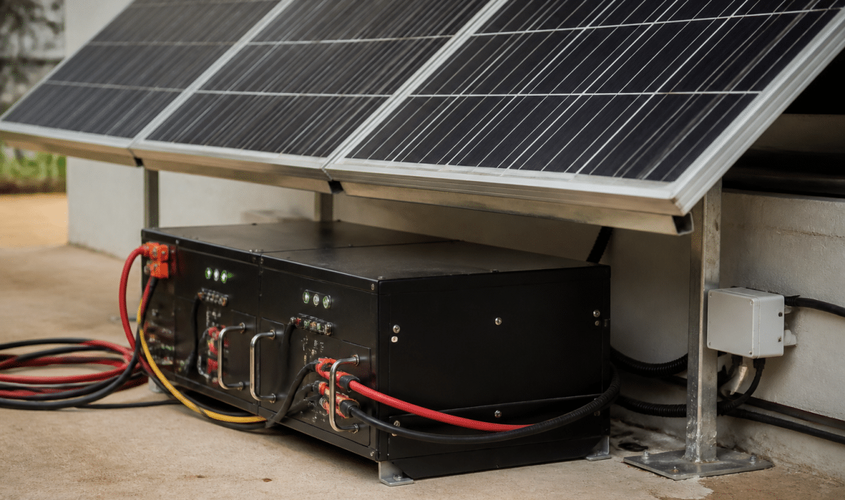 Batterie lithium massive connectee a panneau solaire 6000w