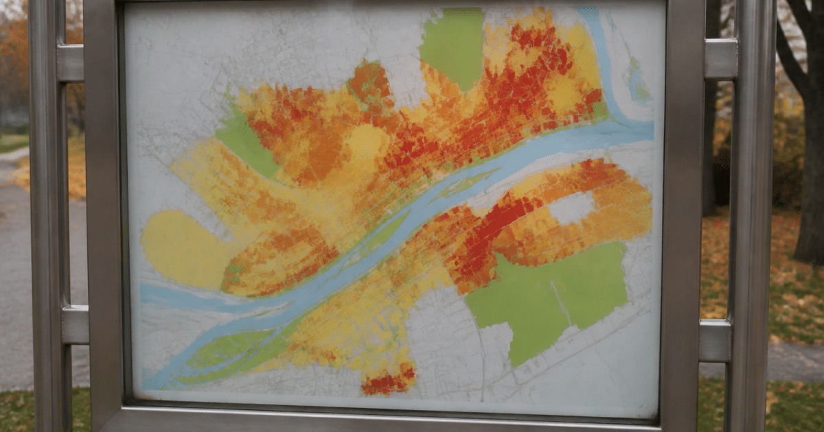 Carte de Laval affichant la densite de population par secteurs urbains