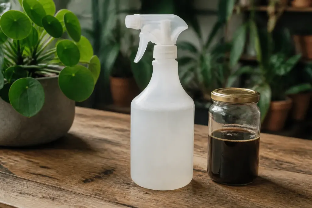 Flacon pulvérisateur blanc avec vinaigre et savon noir