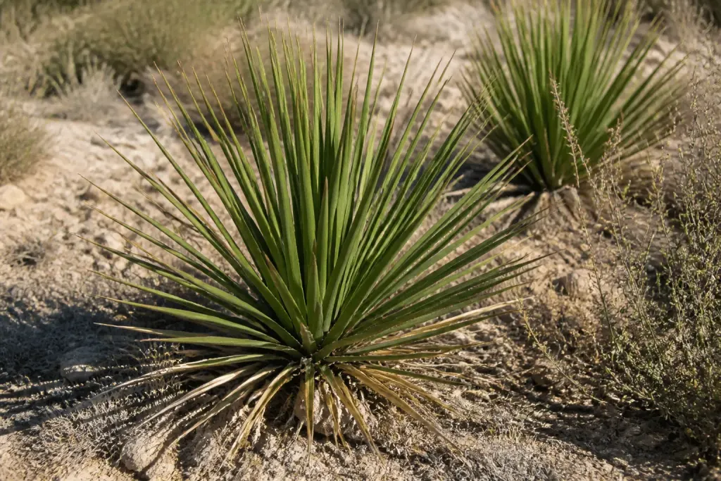 Yucca aux feuilles pointues sous soleil intense désertique