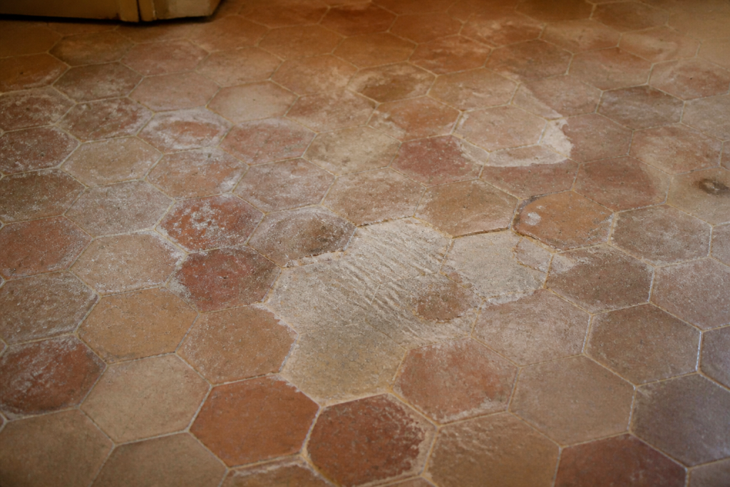 Carrelage ancien avec dommages poncage humidite