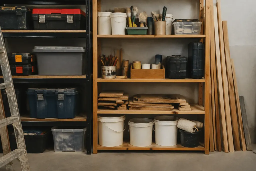 Outils de bricolage et matériaux de rénovation domiciliaire organisés