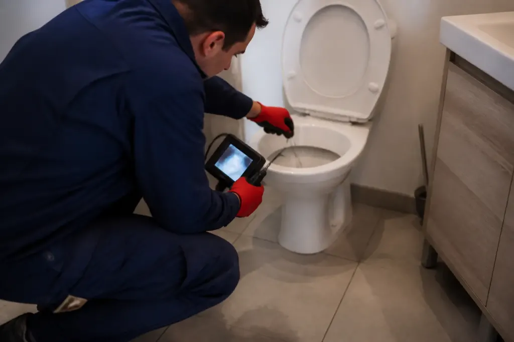 Toilettes bouchees inspectees avec camera specialisee